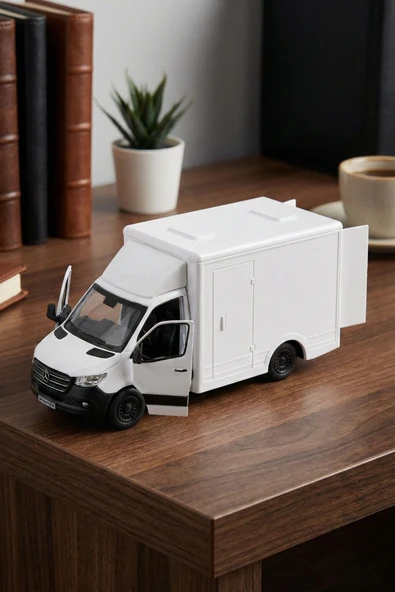 Mercedes-Benz Sprinter 1:48 Ölçek Çek Bırak Metal Kargo Kamyoneti Oyuncak Araba 14 cm ürün görseli 1