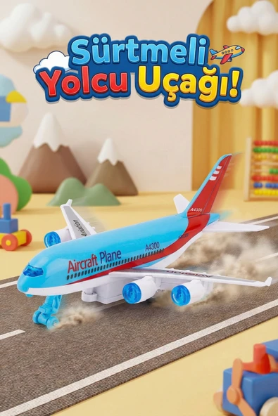 Sürtmeli Oyuncak Yolcu Uçağı - 16 cm Model Uçak - Eğitici Çocuk Oyuncağı ürün görseli 1