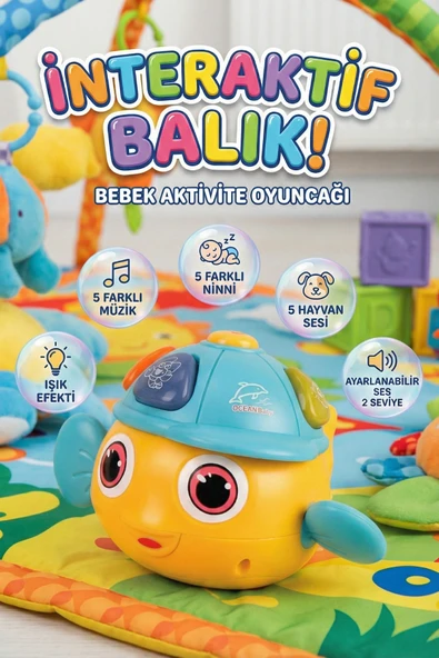 Eğitici Müzikli Işıklı İnteraktif Balık Bebek Aktivite Oyuncağı Ninnili Sesli Oyuncak ürün görseli 1
