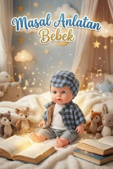 Masal Anlatan Et Bebek 35 cm - Türkçe Konuşan Eğitici Oyuncak Erkek Bebek - Kasketli ürün görseli 1