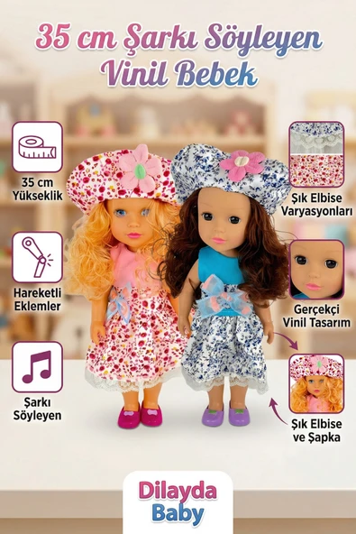 Dilayda Baby 35 cm Şarkı Söyleyen Hareketli Eklemli Gerçekçi Vinil Oyuncak Bebek ürün görseli 1