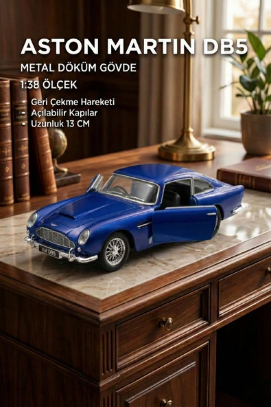 Aston Martin DB5 1:38 Ölçek Metal Çek Bırak Model Araba - Açılabilir Kapılar (13 cm) ürün görseli 1
