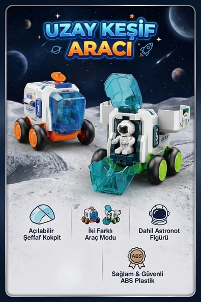 Vardem Astronot Figürlü Çek Bırak Uzay Keşif Aracı Oyuncak Açılabilir Kapılı Uzay Mekiği Turuncu ürün görseli 1