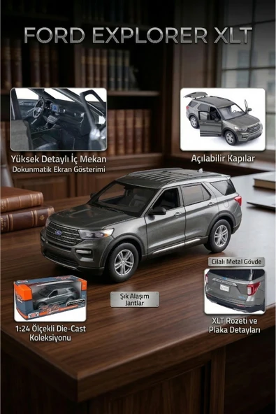 Motor Max 1:24 Ölçek 2022 Ford Explorer XLT Lacivert Diecast Model Metal Araba ürün görseli 1
