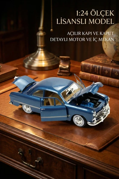 Motor Max 1:24 1949 Ford Coupe Model Araba Metal Diecast - Mavi ürün görseli 1
