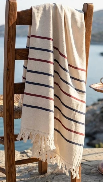 Hızlı Kuruyan, Hafif Tasarımlı Waves %100 Pamuklu Plaj Peştemali (70x150 cm) ürün görseli 1