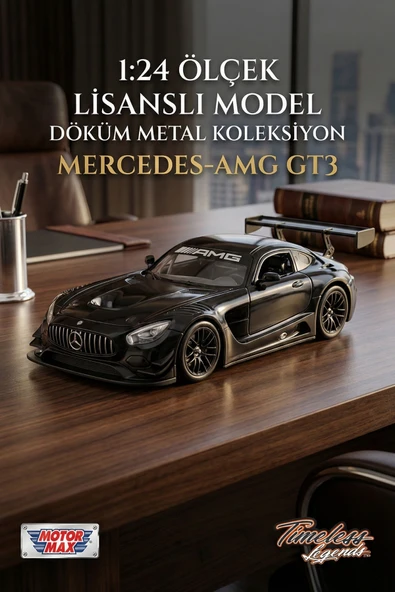 Motormax 1:24 Mercedes-AMG GT3 Model Araba - Metal Diecast - Siyah ürün görseli 1