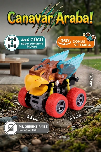 Kartal Temalı Canavar Araba - 360 Derece Takla Atan Atalet Motorlu Monster Truck Oyuncak ürün görseli 1