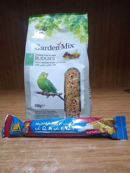 Gardenmix Platin Meyveli Muhabbet Kuş Yemi 500g+1 ADET MEYVELİ KRAKER+1 ADET KALAMAR KEMİĞİ ürün görseli 1