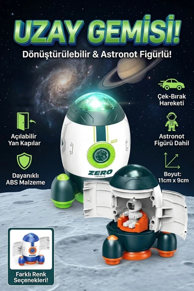 Vardem Astronot Figürlü Çek Bırak Uzay Gemisi Oyuncak Açılabilir Kapılı Uzay Mekiği ürün görseli 1