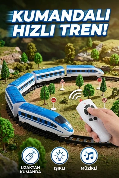 Uzaktan Kumandalı Tren Seti 30 Parça Sesli ve Işıklı Büyük Boy Raylı Hızlı Tren Oyuncak ürün görseli 1