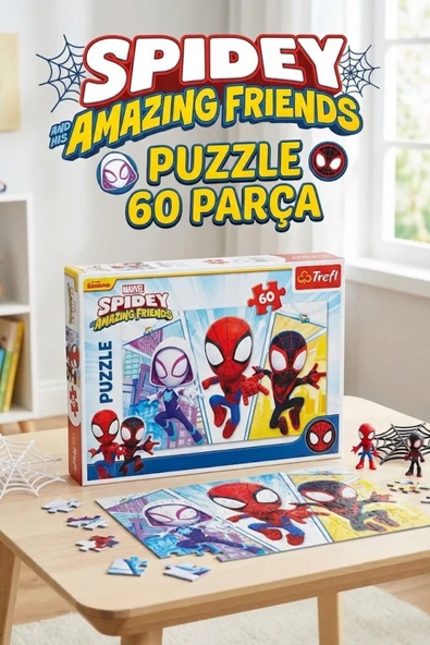 Trefl Spidey Ve Mucizevi Arkadaşları 60 Parça Puzzle - Marvel Lisanslı Eğitici Çocuk Yapboz (4+ Yaş) ürün görseli 1