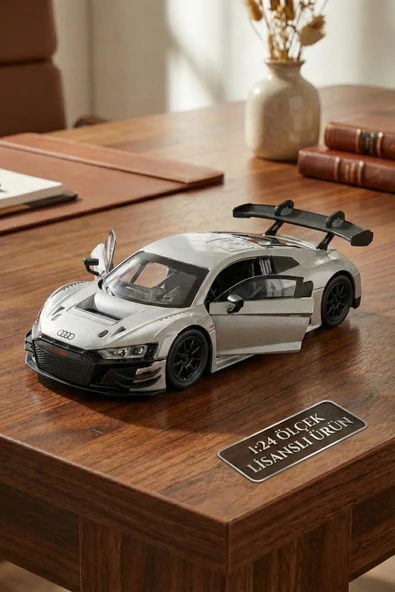 Motormax 1:24 Audi R8 LMS GT3 Diecast Model Araba Lisanslı - Gümüş Gri Metal Koleksiyonluk Oyuncak ürün görseli 1
