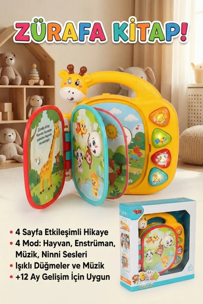 Zürafa Kitap Eğitici Müzikli Sesli Ve Işıklı İnteraktif Bebek Oyuncağı (+12 Ay) ürün görseli 1