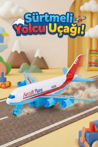 Sürtmeli Oyuncak Yolcu Uçağı - 16 cm Model Uçak - Eğitici Çocuk Oyuncağı ürün görseli 1