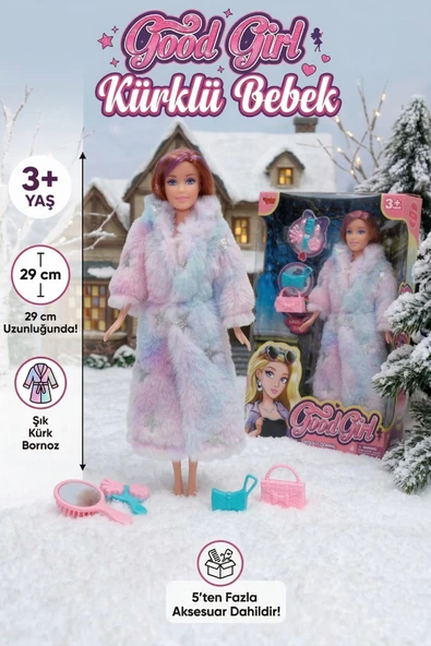 Kürklü Moda Bebeği 29 cm - Şık Kürklü ve Aksesuarlı Oyuncak Bebek Seti ürün görseli 1