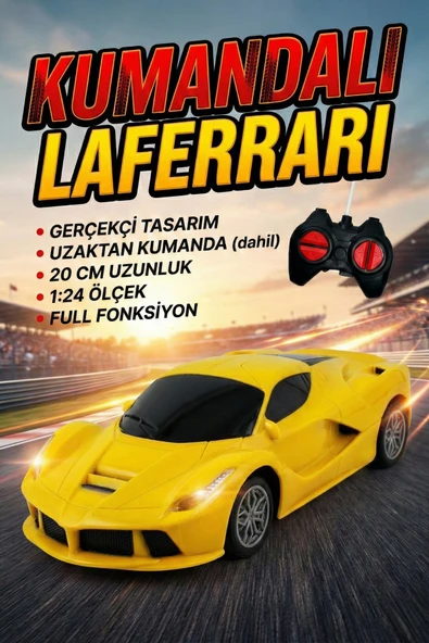 1:24 Ölçek Full Fonksiyon Uzaktan Kumandalı Gerçekçi Spor Yarış Arabası (20 cm) ürün görseli 1