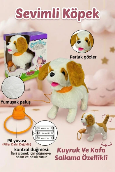 Vardem Oyuncak Tasma Kumandalı Yürüyen Havlayan ve Kuyruk Sallayan Peluş Köpek ürün görseli 1