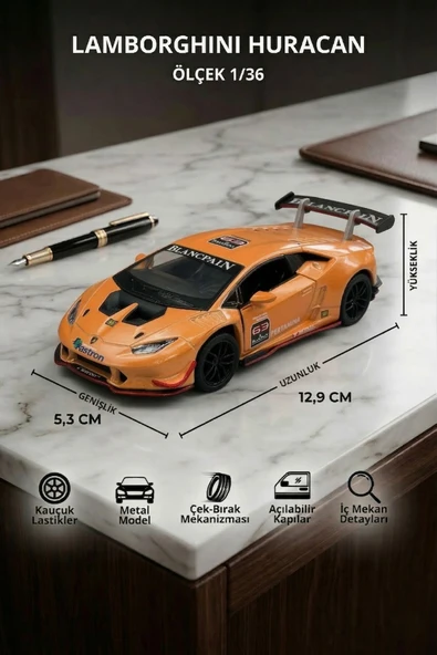 Lamborghini Huracan 1/36 Ölçek Metal Çek Bırak Model Araba ürün görseli 1