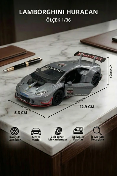 Lamborghini Huracan 1/36 Ölçek Metal Çek Bırak Model Araba ürün görseli 1