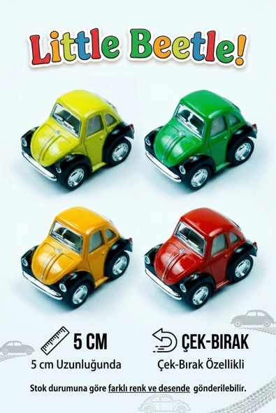 Çek Bırak Vosvos Kaplumbağa Araba 5 cm Mini Beetle Oyuncak Araba ürün görseli 1