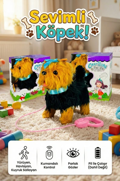 Vardem Oyuncak Tasma Kumandalı Yürüyen Havlayan ve Kuyruk Sallayan Peluş Köpek ürün görseli 1