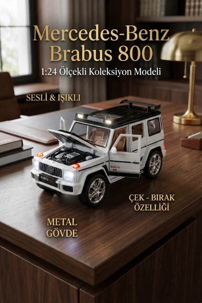 Mercedes Brabus G800 1:24 Metal Model Araba - Sesli Işıklı, Çek Bırak, Açılan Kapılar - Beyaz ürün görseli 1