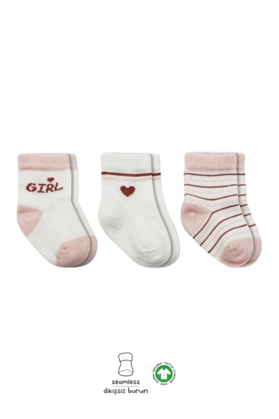 3'Lü Penye Boy And Girl Soket Çorap BS10114 Pembe ürün görseli 1