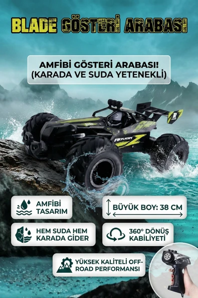 Uzaktan Kumandalı Şarjlı Amfibi Off-Road Oyuncak Araba Büyük Boy 38 cm Suda ve Karada Giden ürün görseli 1