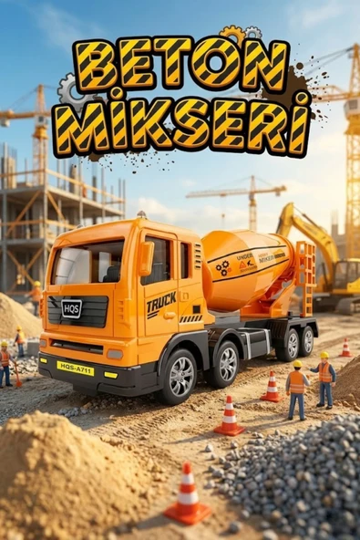 Sarı Sürtmeli Oyuncak Beton Mikseri İnşaat Kamyonu 17 cm - Eğitici Büyük Boy Erkek Çocuk Hediyesi ürün görseli 1