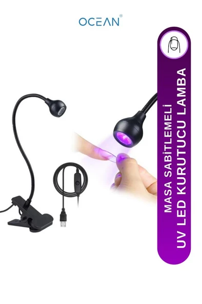 Ocean Mandallı USB Girişli 360 Derece Dönebilen UV Led Lambası Siyah ASU-938SIYAH ürün görseli 1