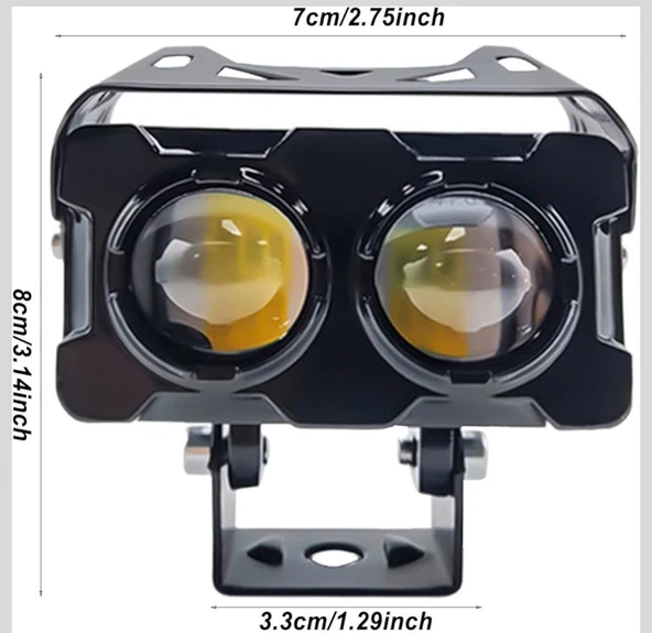ASTRA LED 2 Adet Led Spot Işık Ve Sarı Beyaz Projektör Lens 2 Gözlü Dikdörtgen Baykuş Led Off Road Lamba Motosiklet ürün görseli 1