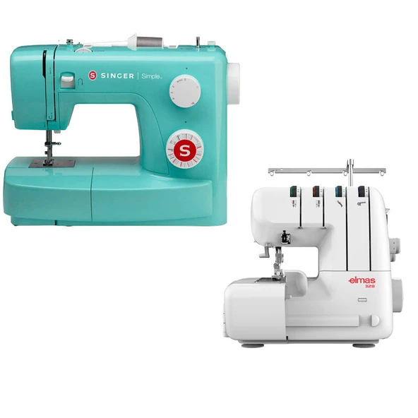 Singer Simple 3223G Dikiş Makinesi ve Elmas 328 Ev Tipi 4 İplik Overlok Makinesi Avantajlı Paket ürün görseli 1