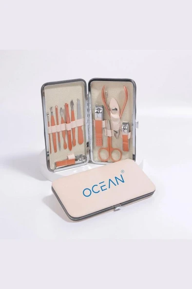 Ocean 12 Parça Premium Çantalı Metal Manikür Seti ASU-177C ürün görseli 1