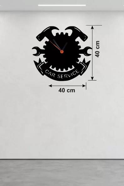 Car Service Temalı Ahşap Duvar Saati - 40x40 cm Teknik Servis Dekoru ürün görseli 1