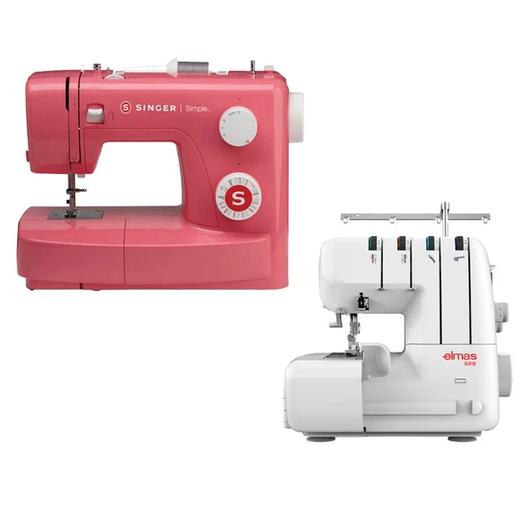 Singer Simple 3223R Dikiş Makinesi ve Elmas 328 Ev Tipi 4 İplik Overlok Makinesi Avantajlı Paket ürün görseli 1
