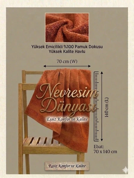 Eco Lounge Prime Havlu 70x140 Kiremit ürün görseli 1