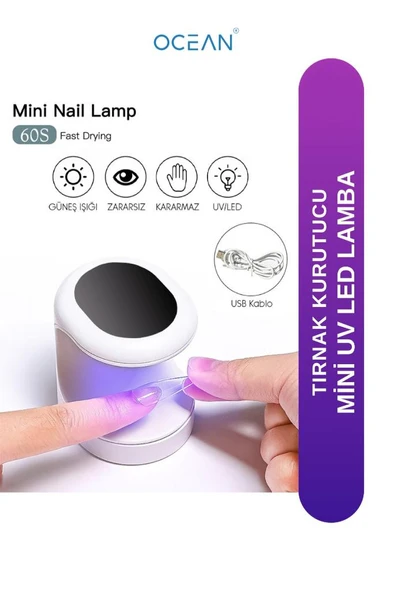 Ocean USB Girişli Mini Masa Üstü UV Led Lambası Beyaz ASU-938B ürün görseli 1