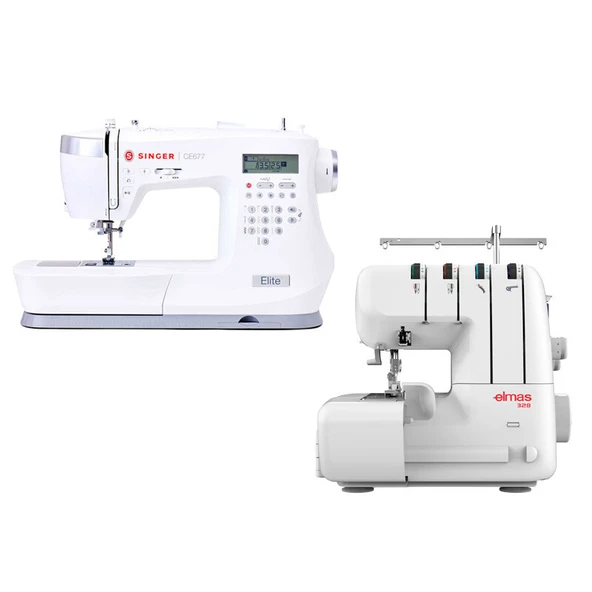 Singer Elite CE677 Elektronik Dikiş Makinesi ve Elmas 328 Ev Tipi 4 İplik Overlok Makinesi Avantajlı Paket ürün görseli 1