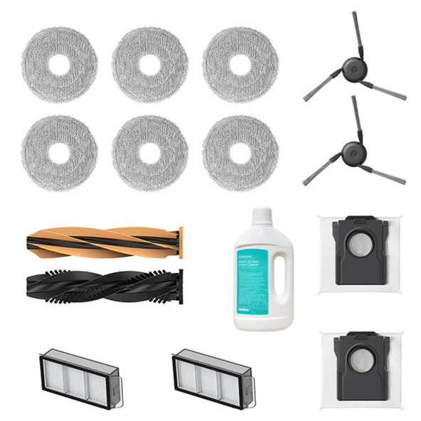 Dreame Robot Süpürge Aksesuar Seti 1 x Ana Fırça (TroboWave™ Dolanma Önleyici İkili Fırça) + 2 x Yan Fırça  + 2 x Toz Torbası  + 2 x Toz Kutusu Filtresi  + 3 x Paspas Pedleri (6 adet)  + 1  x Temizlik ürün görseli 1