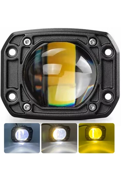 ASTRA LED 2 adet 18w Uyumlu Çift Renk Gömme Montaj Sarı Beyaz 8 cm 4 Modlu Off Road led lamba ürün görseli 1