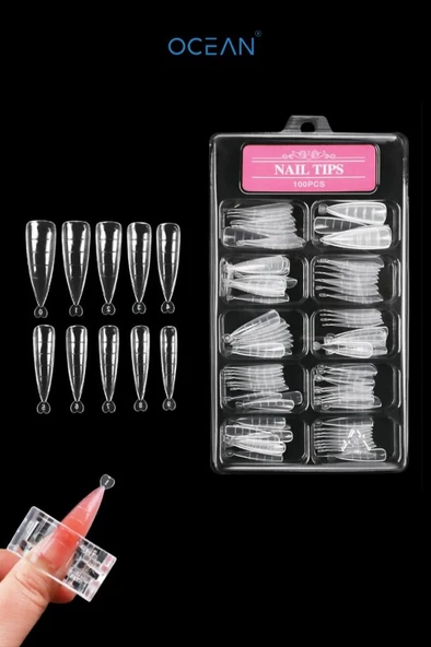 Ocean Nail Tips 100 Lü Poly Jel Kalıbı Kutulu ASU-59B ürün görseli 1