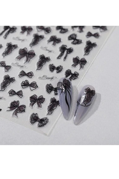Misyul 5D Tırnak Sticker Yapışkanı Siyah Kurdaleli Beauty Yazılı MIS-3520 ürün görseli 1