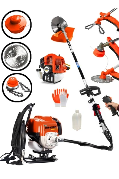 DRAGRO Pro 4x4 2 Zamanlı Sırt Tipi Benzinli Motorlu Tırpan Ot Çim Çayır Biçme Kesme Makinesi ürün görseli 1