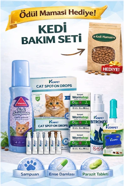 KorPet Kedi iç dış Full Parazit Bakım Seti full set 10 Adet Ürün ürün görseli 1