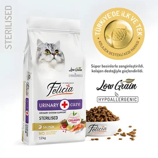 Felicia Az Tahıllı Somon Balıklı Hypoallergenic Kolajenli Kısırlaştırılmış Kedi Maması 12Kg ürün görseli 1