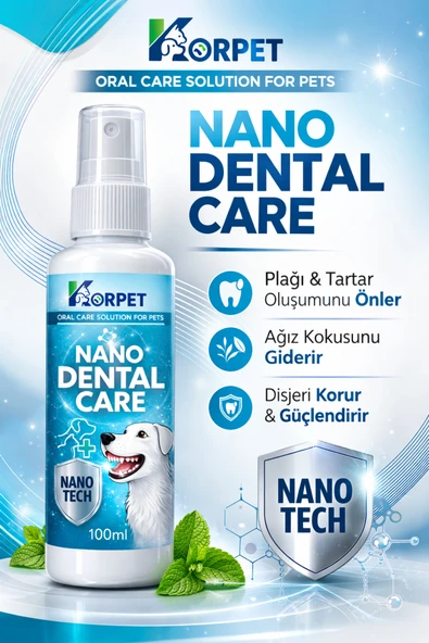 KorPet Nano Dental Care Kedi Köpek Ağız Bakım Spreyi 100 ml – Diş Temizliği, Ağız Kokusu Nano Teknoloji ürün görseli 1