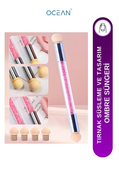 Ocean Ombre Süngeri +4 Yedek Başlıklı Pembe ASU-301 ürün görseli 1
