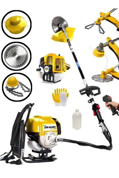 DRAGRO Pro 4x4 2 Zamanlı Sırt Tipi Benzinli Motorlu Tırpan Ot Çim Çayır Biçme Kesme Makinesi ürün görseli 1