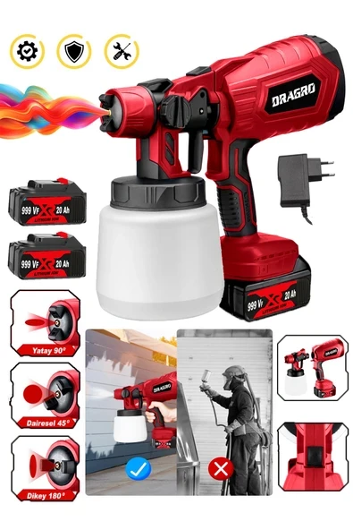 DRAGRO Alman 999 Vf 20 Ah Çift Akülü Boya Tabancası Püskürtme İlaçlama Makinesi ürün görseli 1